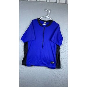 Borah Cycling Jersey Mens XXL Blue Excellent Short Sleeve 1/4 Zip Mesh Pockets